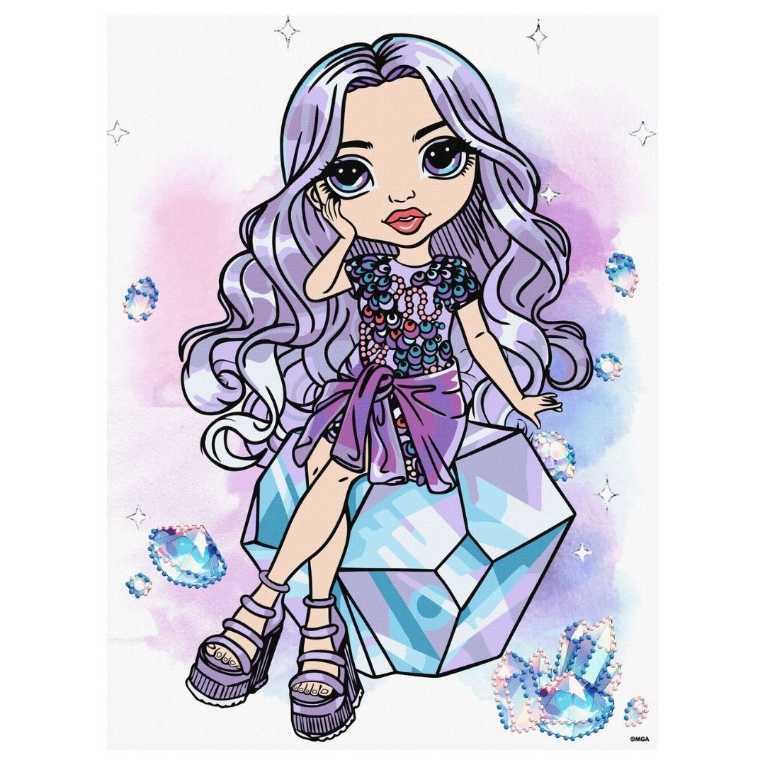 Набір для розпису по номерах для дітей "Rainbow High. Violet" зі стразами 30х40см