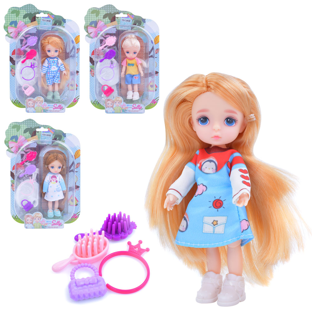 Лялька 91036-A шарнірна, підставка, аксесуари, 4 види, лист, 16,5-23-5 см.