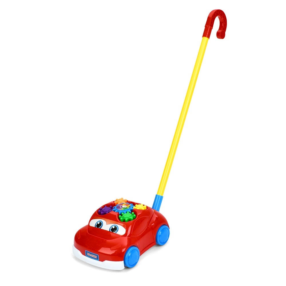 Каталка 0526 на палці 40см, машина 23см, шестерні, звук, у пакеті, 26-30-8см