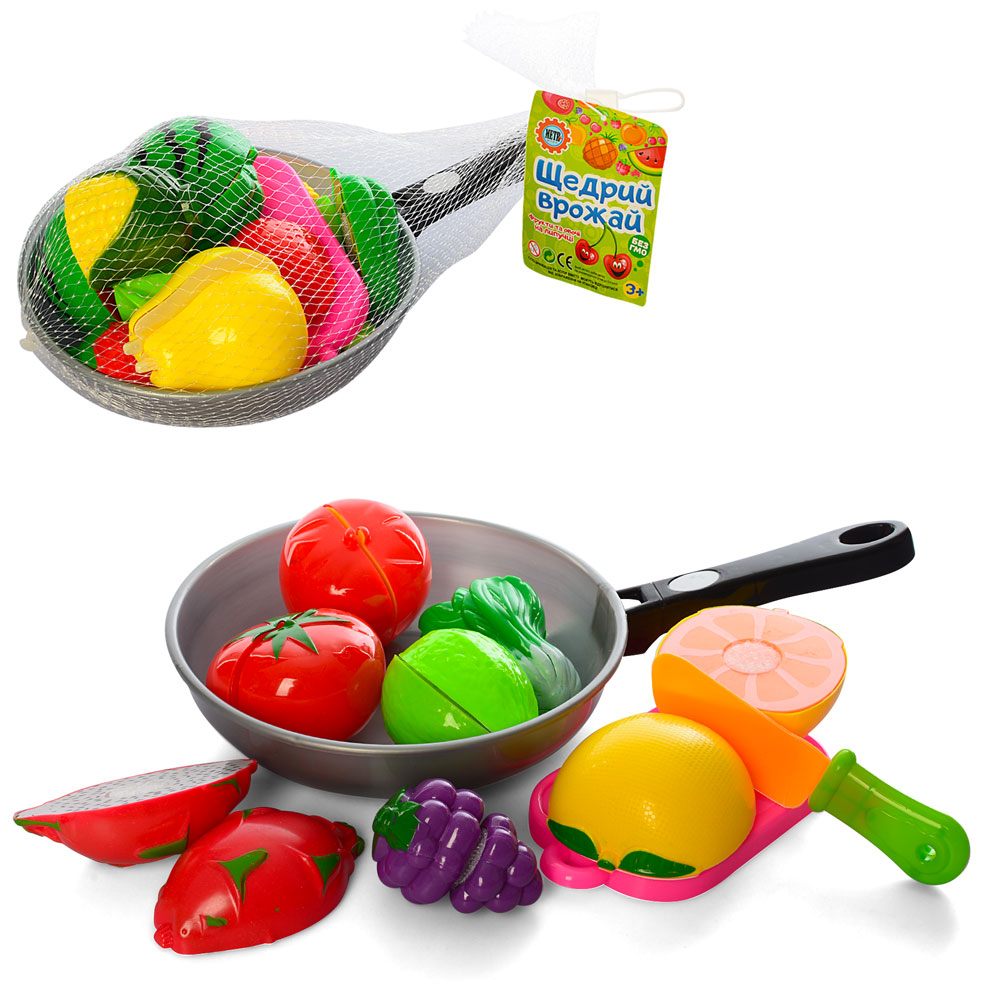 Продукти 3013C 2 види, липучка, дощечка, ножик, сковорідка, сітка, 31-18-4 см