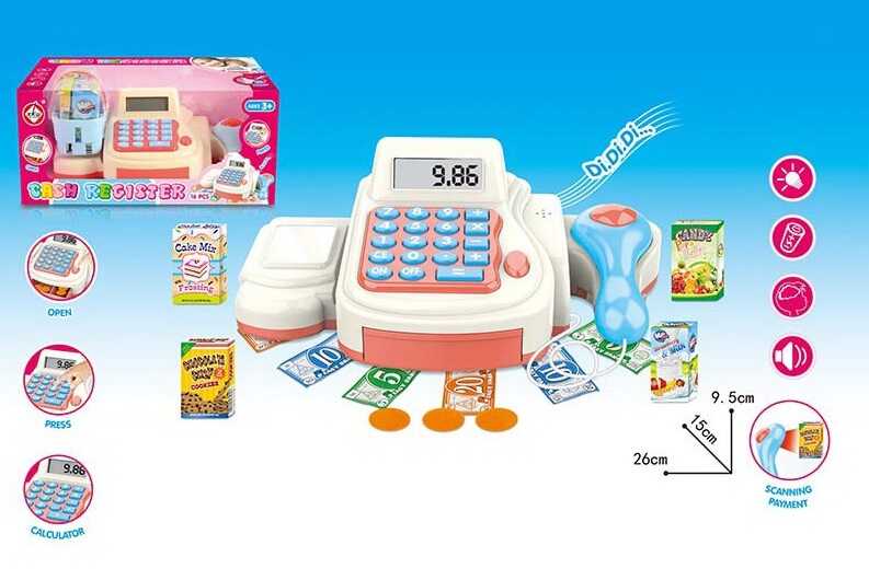 Фотография 1 товарной позиции интернет-магазина детских игрушек www.smarttoys.com.ua Касовий апарат 970 (36/2) підсвічування, звук, продукти, у коробці