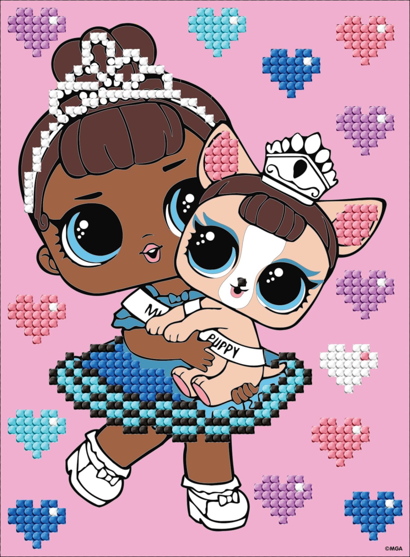 Вибіркова алмазна мозаїка для дітей "LOL Surprise! Miss Baby With Miss Puppy" 15x20см