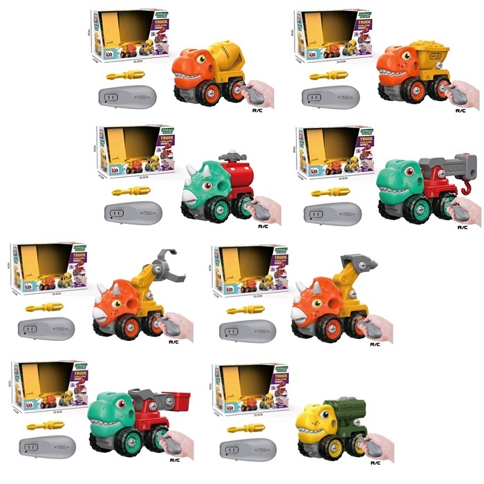 Конструктор LM9102-3-4-5-12-14-15-23Y на шурупах,трансп.-динозавр,радіокер.,8 видів,світло,бат.,кор.