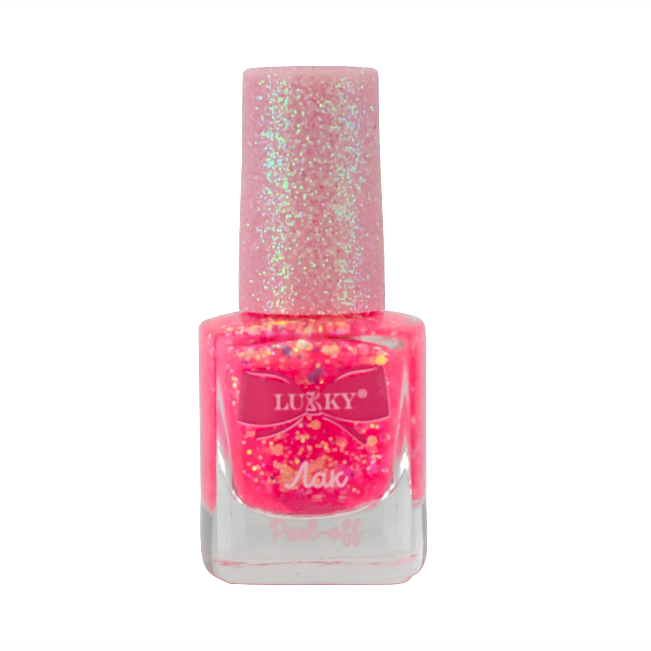 Лак для нігтів "Конфетті" з блискітками, колір яскраво-червоний, марки Lukky