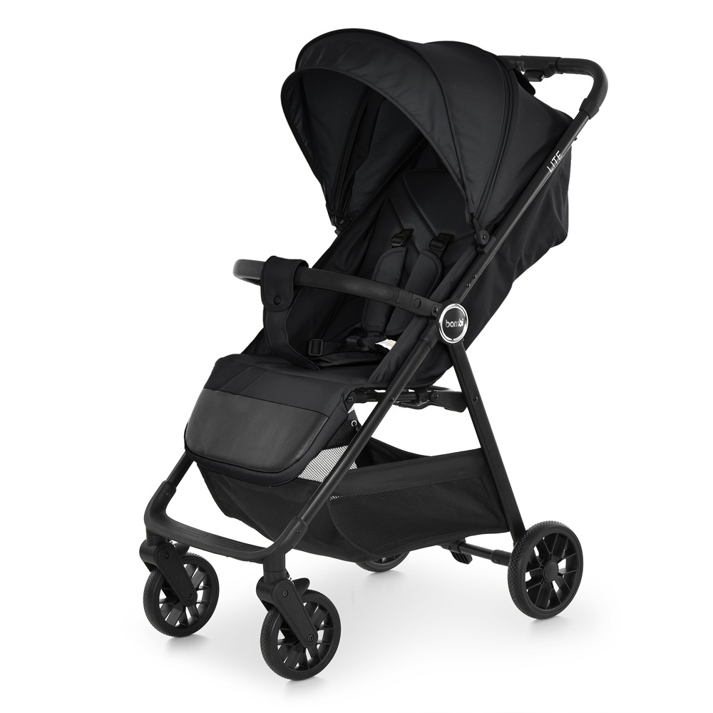 Візок дитячий M 6317 LITE Black прогулянковий, книжка, алюміній, регул.спинки ремінь, корзина,чорний