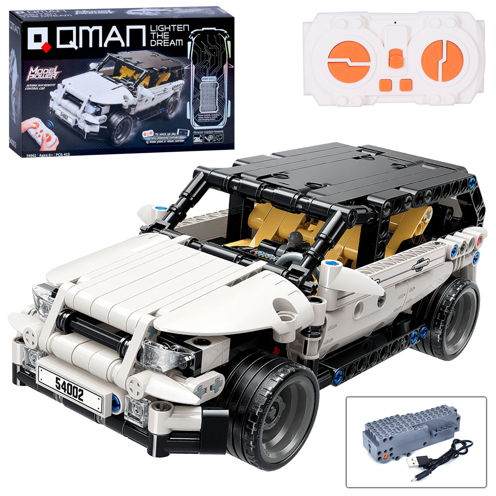 Конструктор Qman 54002 радіокер. (2,4G), акум., машина-їздить, USB, 415 дет., кор., 43-25,5-10 см.
