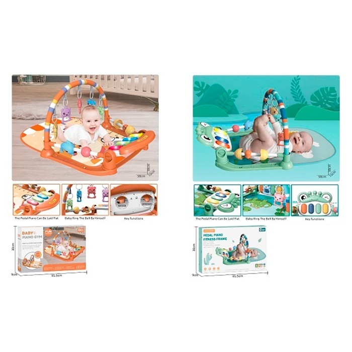 Килимок для немовляти 8808-3-4 70-45см,дуга,підвіс. 5шт(тварини-брязкальця),піаніно,муз.світло,батар