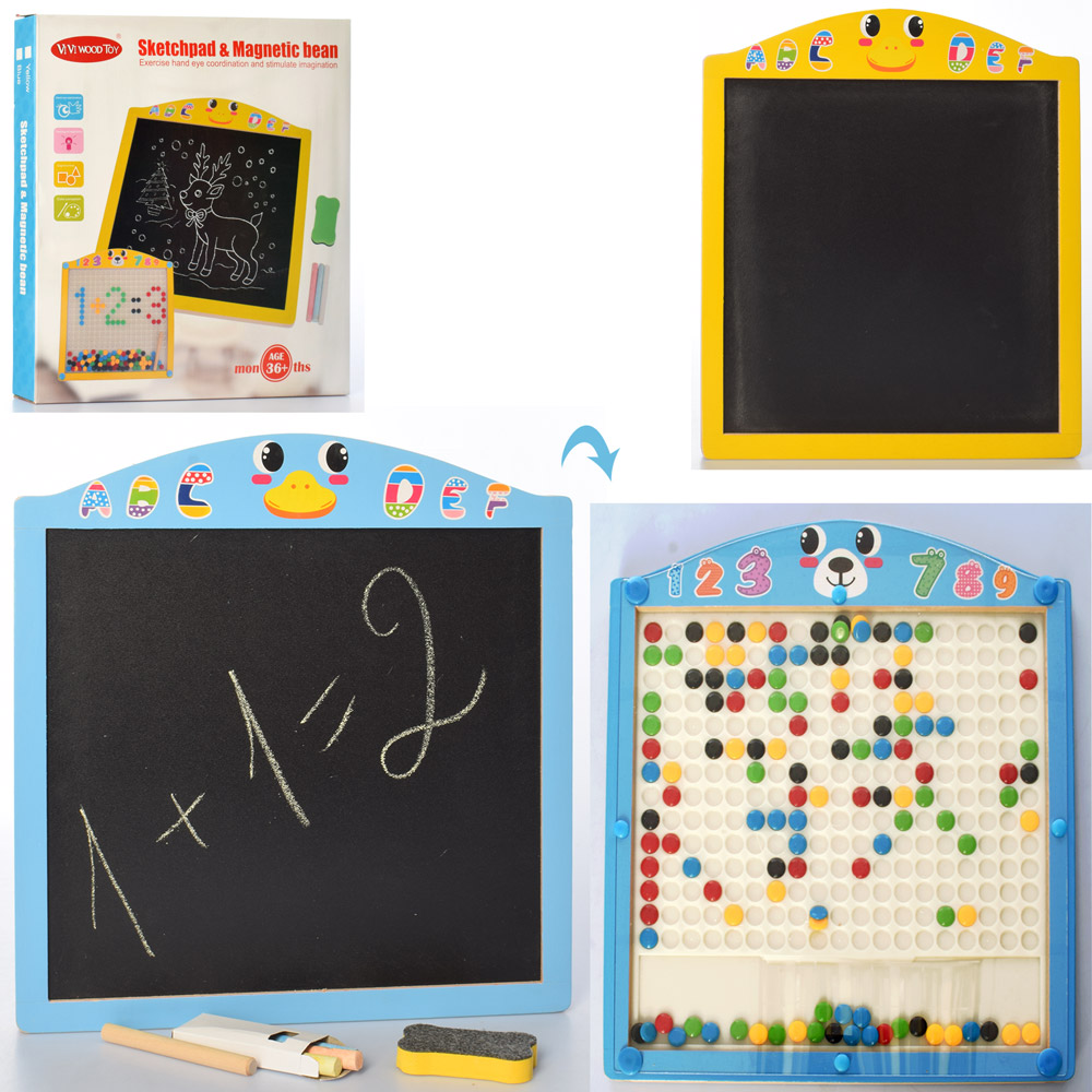 Дерев'яна іграшка Дошка MD 2684 двостороння, мозаїка-магнітна, 2 види, кор., 33,5-31,5-3,5 см.