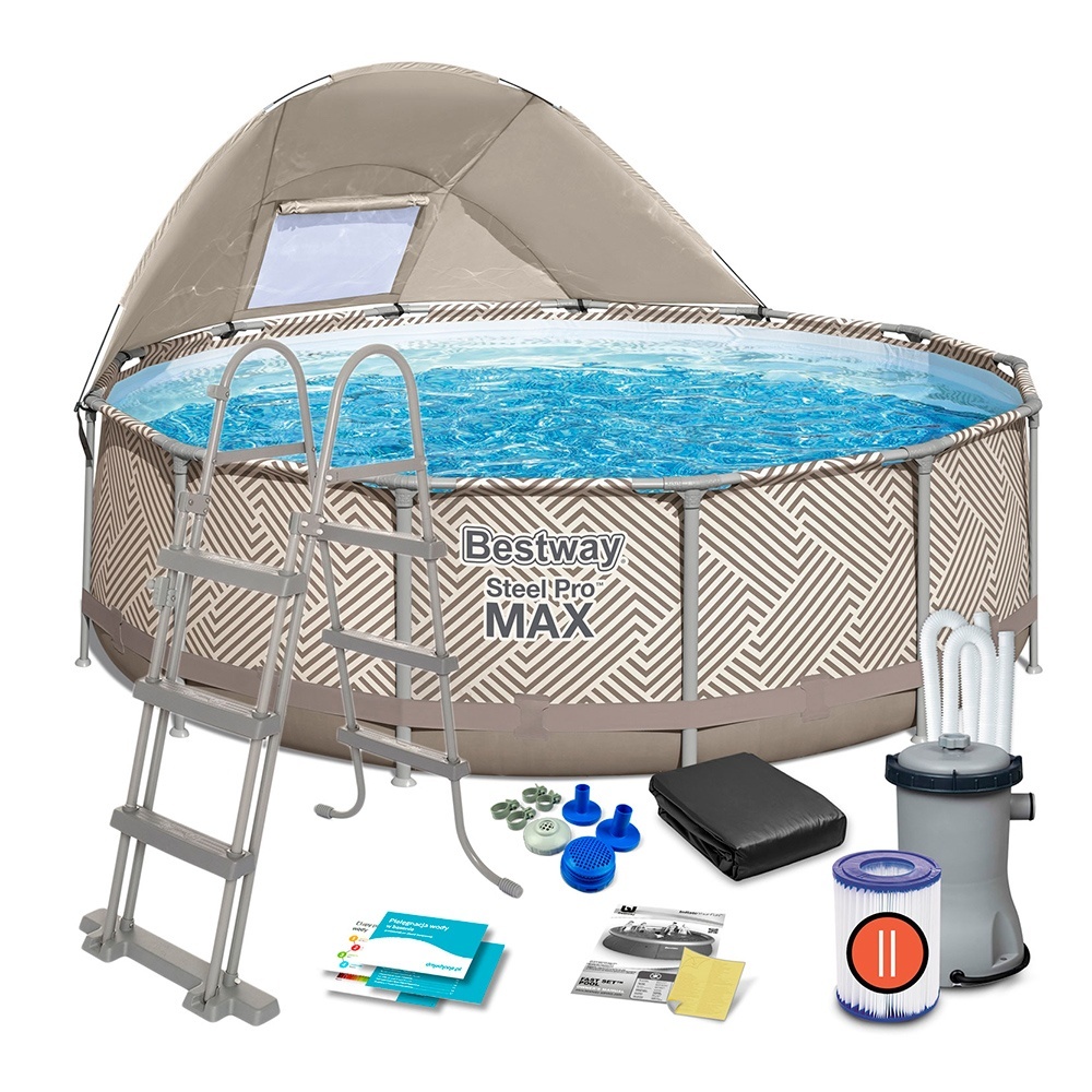 Басейн каркасний BW 561FY 396-107см,фільтруючий насос, сходи, покриття басейну, тент басейну, 