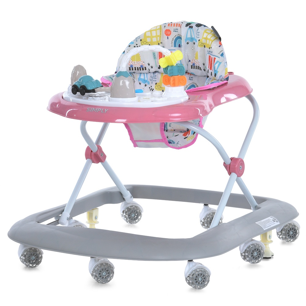 Ходунки ME 1215 SIMPLY Pink  музика, колеса 8шт, стопор, на бат-ці, рожевий
