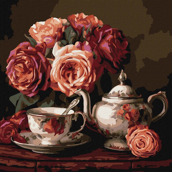 Набір для розпису по номерах "Троянди в темряві" 40x40см