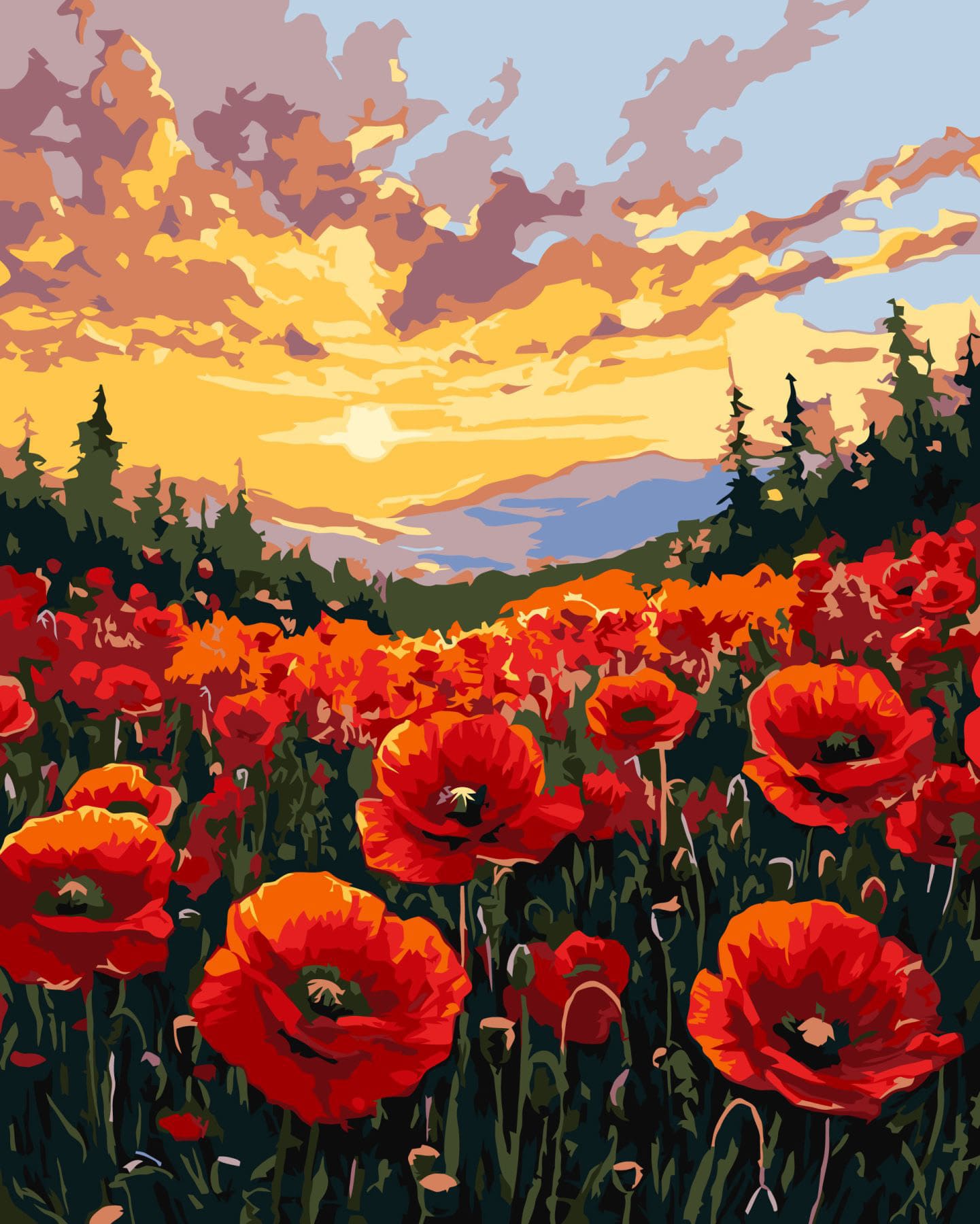 Набір для розпису по номерах "Поле маків" 40х50см