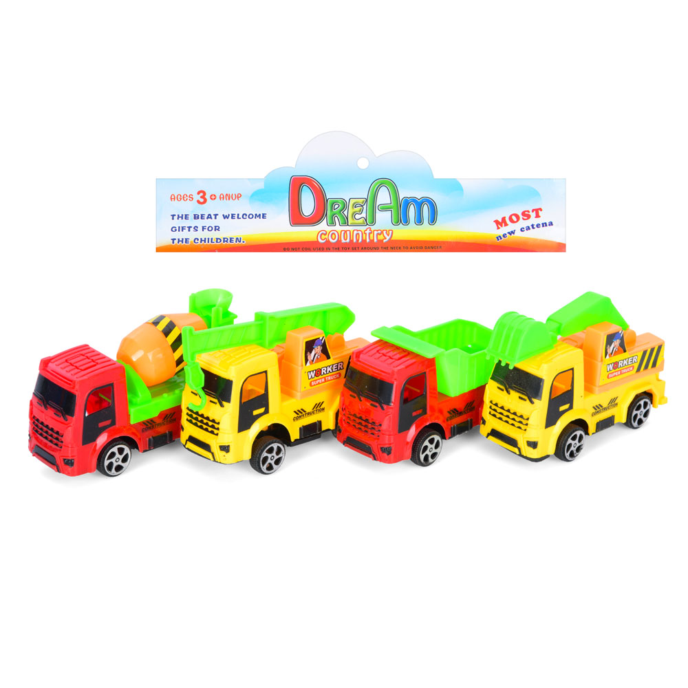 Набір машинок DY11A-2 інерція, 9см, будівельна техніка 4 шт, рухомі деталі, в пакеті, 24-20-4см