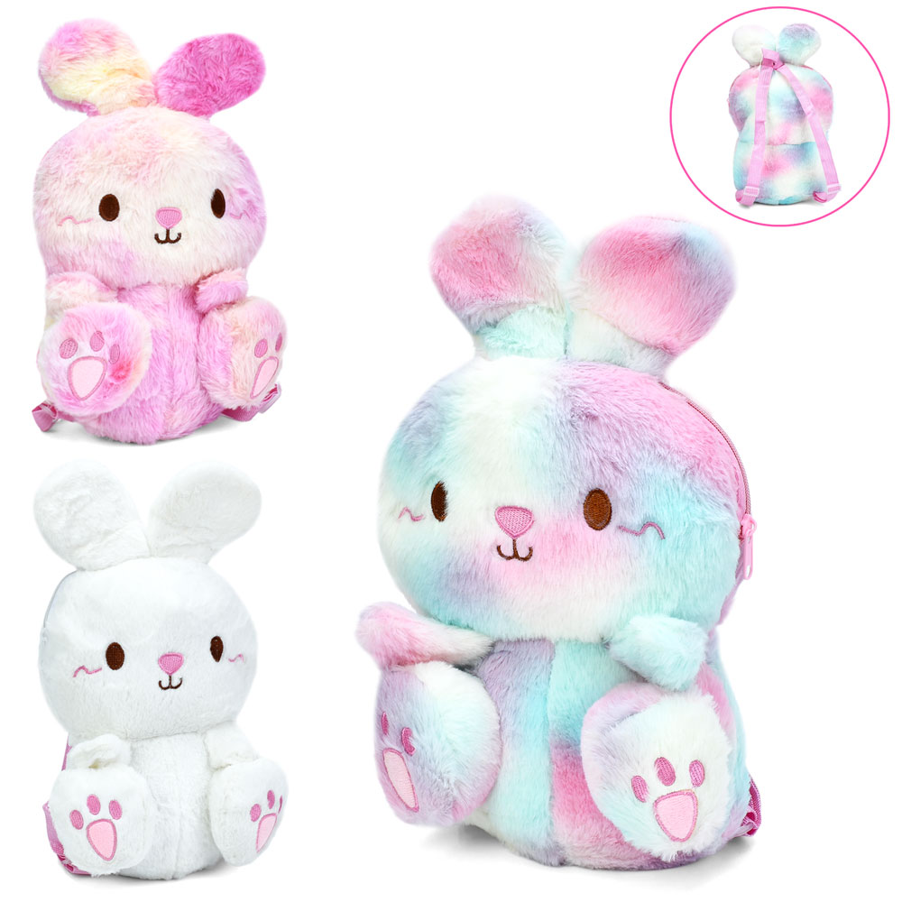 Рюкзак 9860 зайчик, 1 відділеня, застібка-блискавка, плюш, 3 кольори, кул.