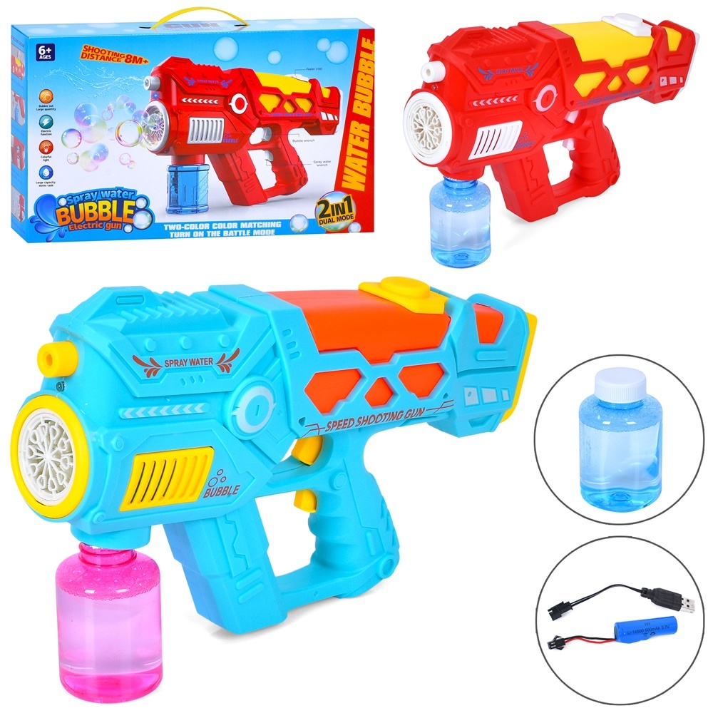 Мильні бульбашки 1050 пістолет/бластер, акум., USB, запаска, 2 кольори, кор.,45-28-6 см.