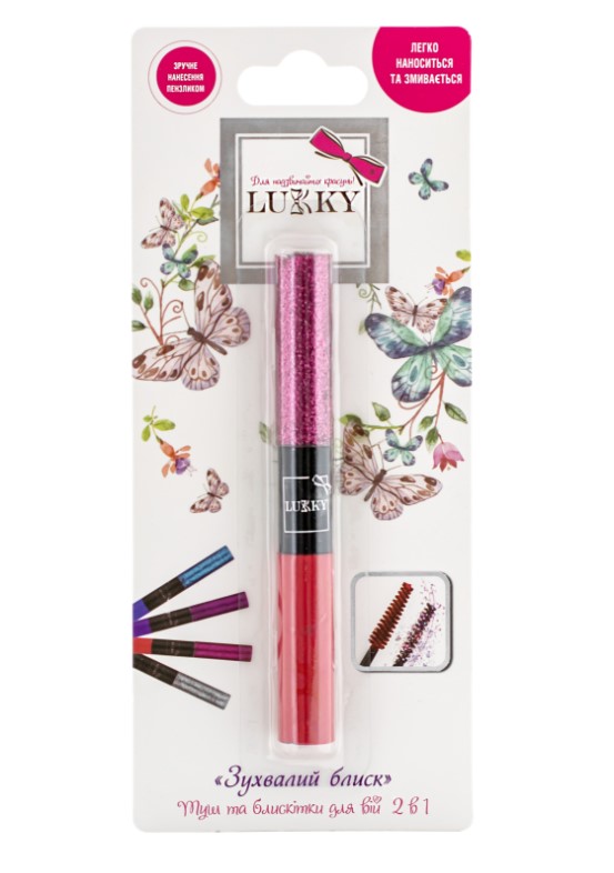 Туш та блискітки для повік. Набір 2 в 1, для дітей, марки «Lukky». Колір рожевий з блискітками