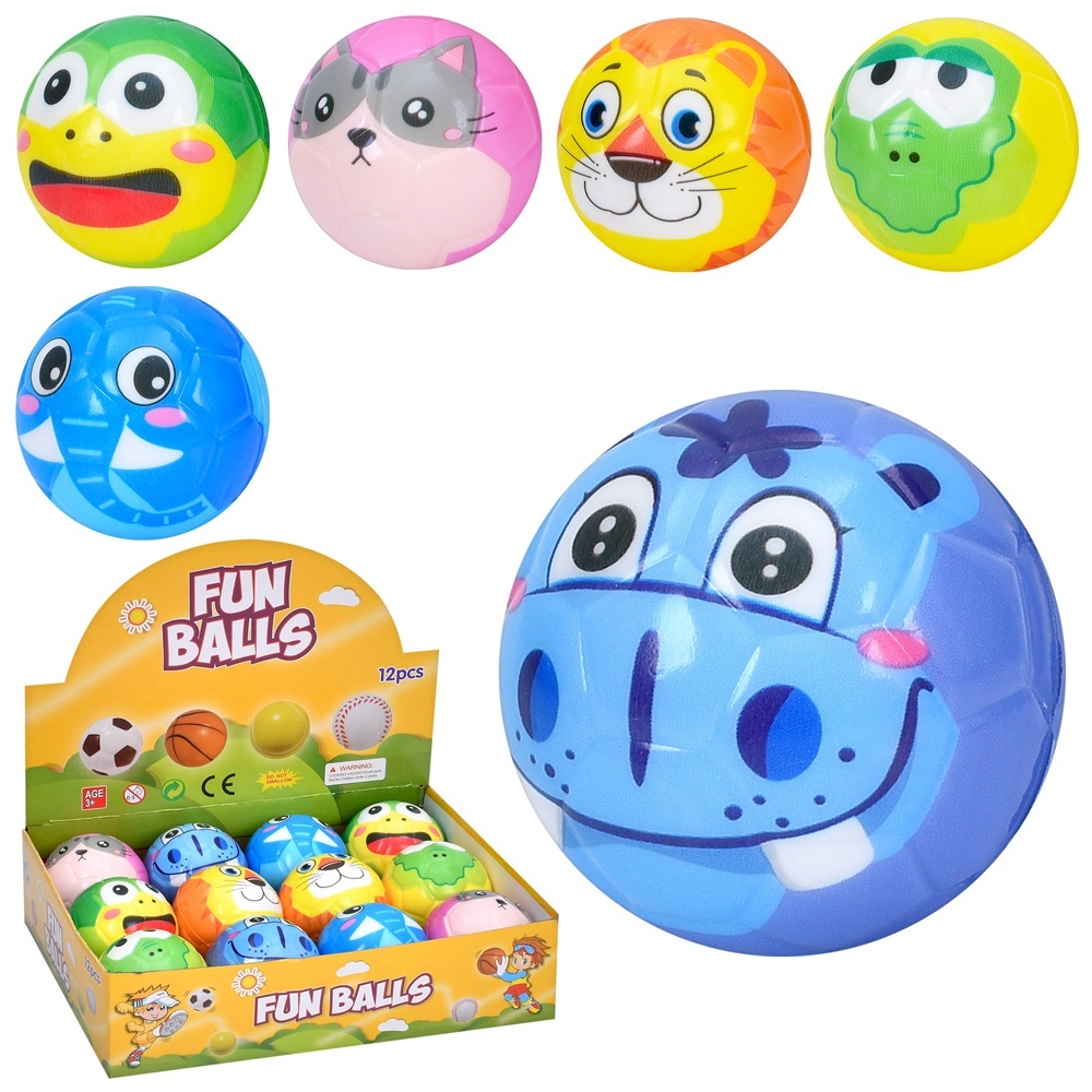 М'яч дитячий фомовий MS 4310 6 видів (тварини), 12 шт. в диспл., 25-19-6,5 см.