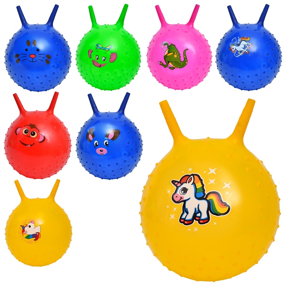 М'яч для фітнесу MS 4311 з ріжками, 300г., принт-тварина,масажний,мікс видів(тварини),5кольорів,кул.