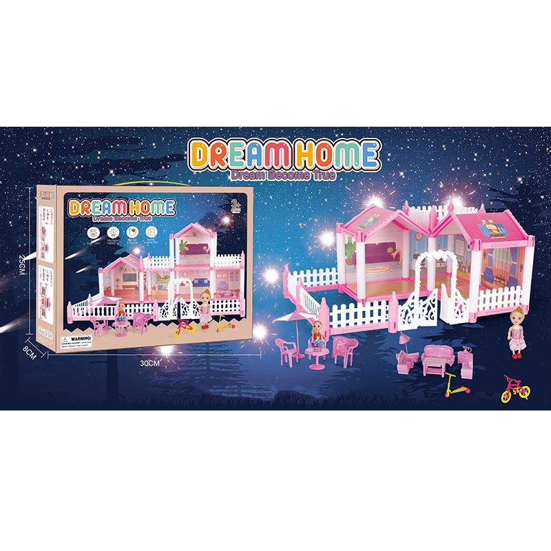 Будиночок SH99-3 меблі, лялька 2 шт., 95 дет, світло, бат.(табл), кор., 30-25-8 см.