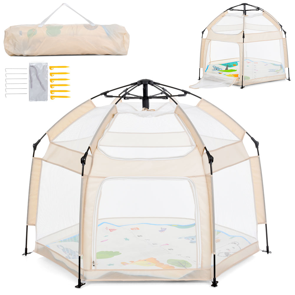 Намет MR 1512 Ivory Beige автомат.,каркасний,,вхід-застібка-блискавка,стіни-сітки,килим,беж.,136-114