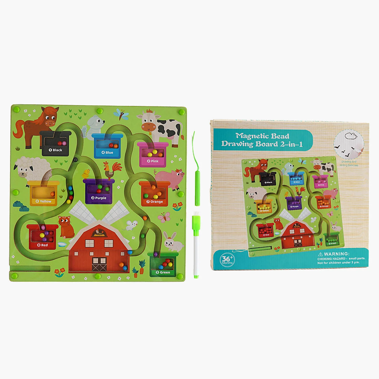 Дошка логічна С 68305 (20) 2 в 1, лабіринт для кульок, магнітний стилус, маркер “Пиши-стирай”, в коробці