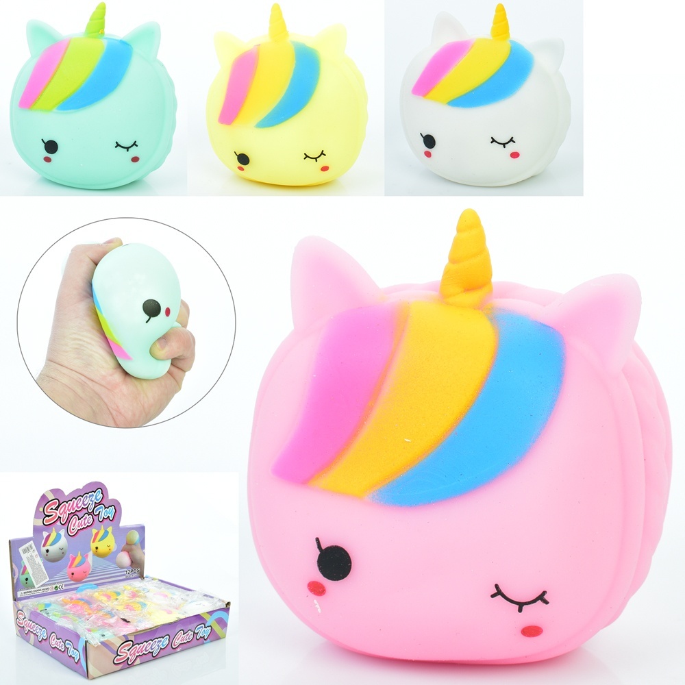 Іграшка MS 4041 антистрес, єдиноріг, борошно, 4 кольори, 12 шт. в диспл., 30-6-22 см.