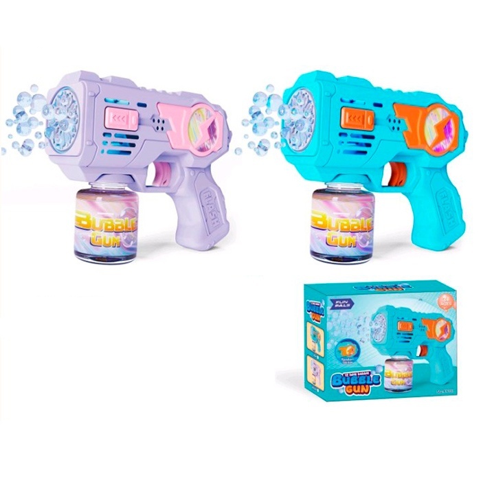 Мильні бульбашки KY797 пістолет, світ,запаска2 кольори,бат, кор.15-19-7,5см