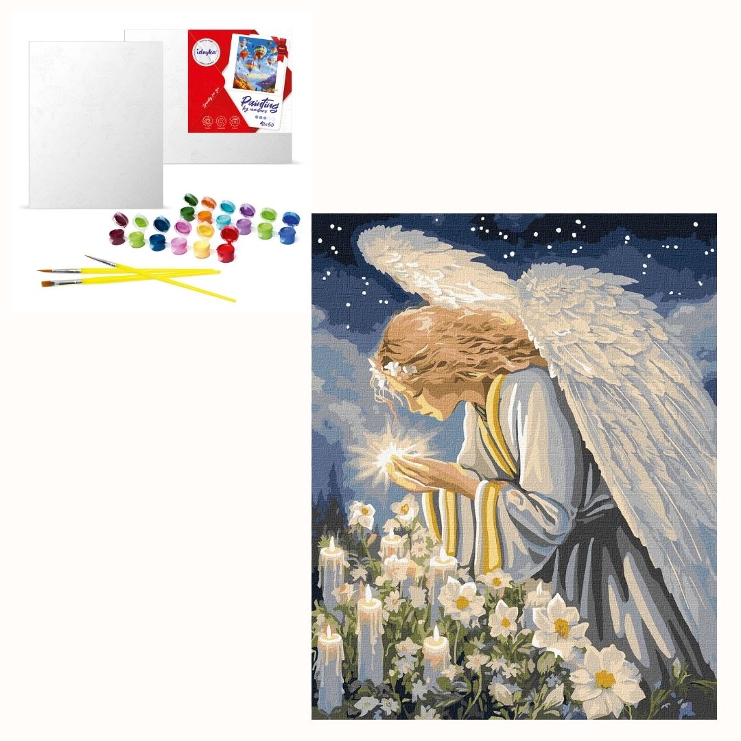Набір для розпису по номерах "Молитва янгола з фарбами металiк" 40х50см