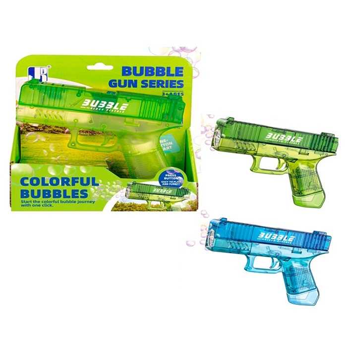 Мильні бульбашки P81768-1 пістолет,світло,запаска, 2 кольори,бат, кор.20-20,5-5,5см