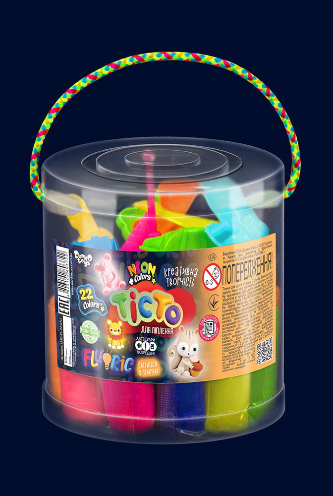 Креативна творчість "Тісто для ліплення "FLUORIC" туба 22 кольори укр (8)