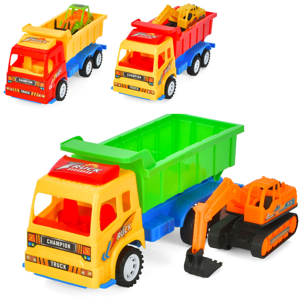 Набір з транспортом 2366-7-8E самоскид26см(інерц)будтехніка, рух.деталі,мікс.у пакеті, 26-12-9см