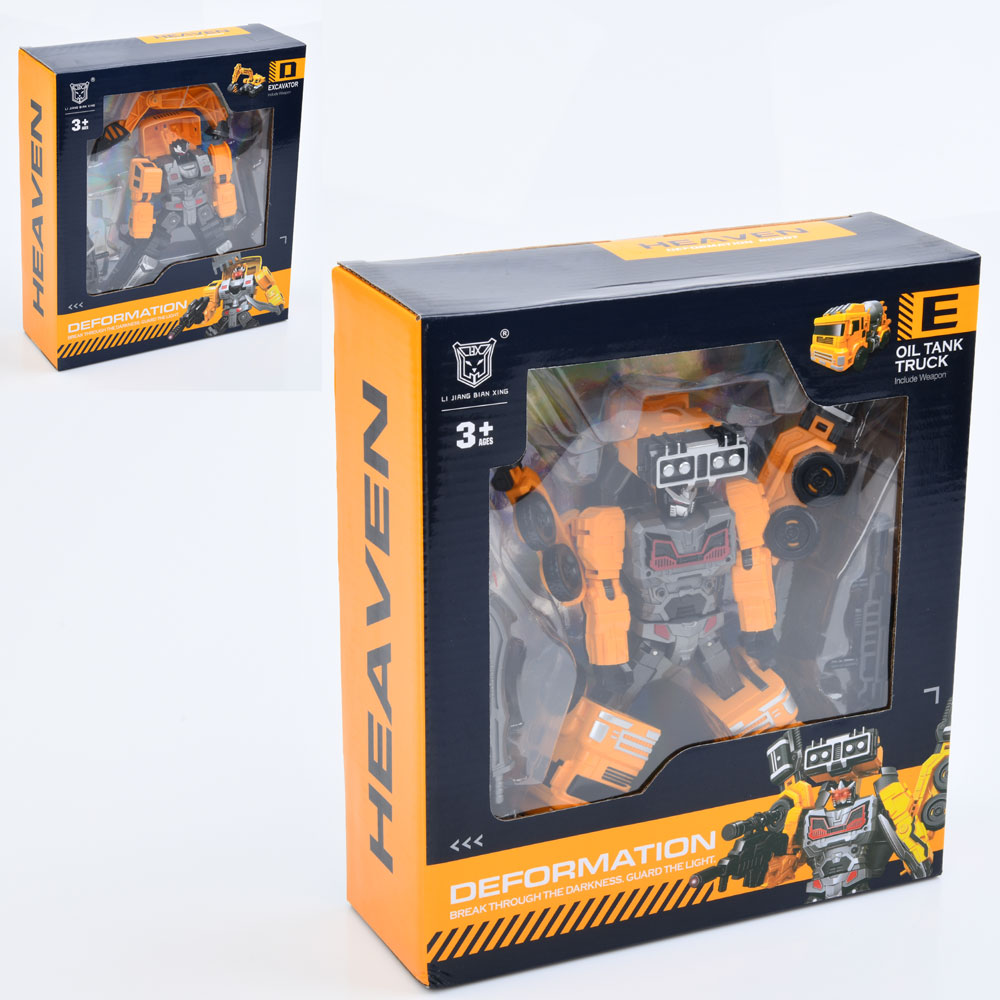 Трансформер LJ1682ED робот+будтехніка, 2 види (екскаватор, бензовоз), кор., 23,5-26,5-8 см.