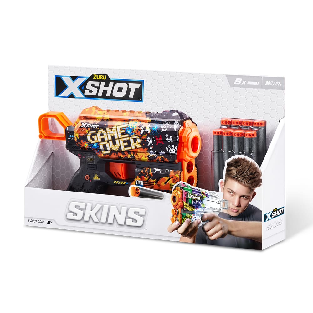 Швидкострільний бластер X-SHOT Skins Flux Game Over (8 патронів), 36516E