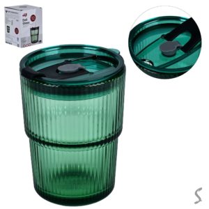 Склянка-поїлка з кришкою та трубочкою "Glassy" 430мл.,R101154