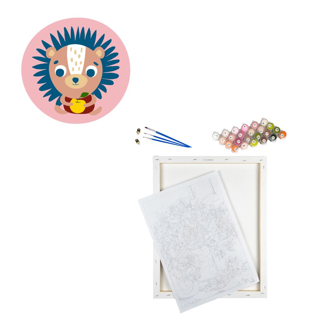 Набір для розпису по номерах Їжачок з яблуком Strateg розміром 20х20 см (HH7103)