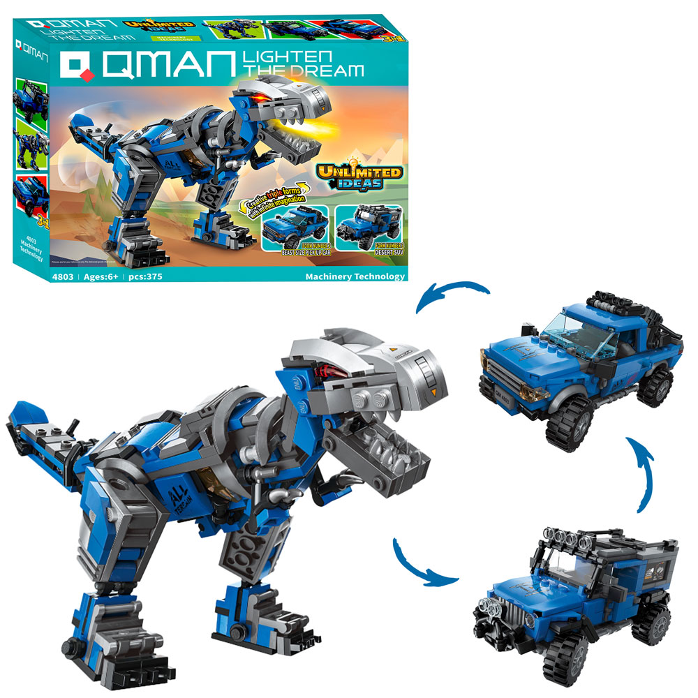 Конструктор Qman 4803 "Unlimited Ideas" 3в1, Динозавр-велетень,  375 дет.
