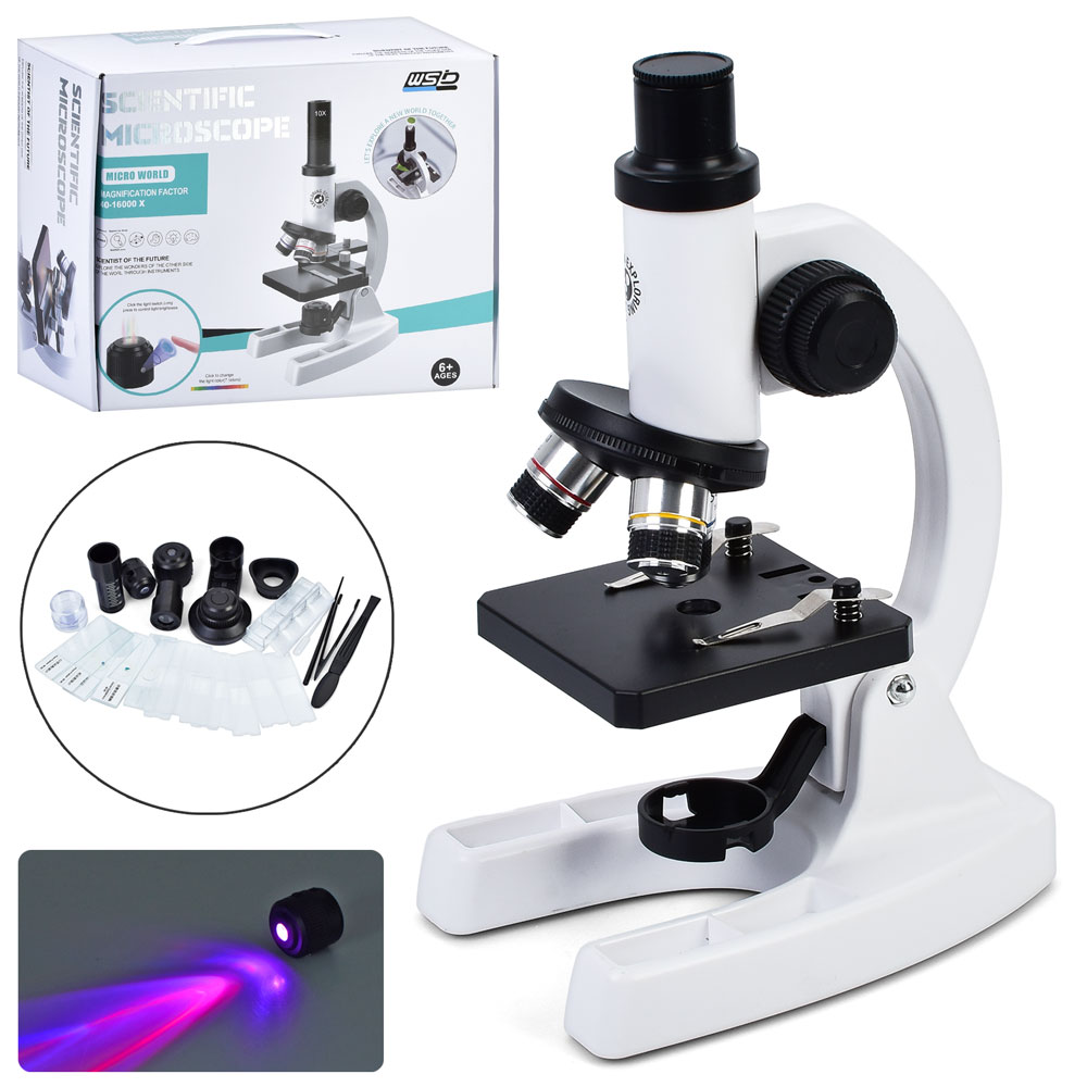 Оптичний прилад W5802A мікроскоп, 40-16000 Х, інструменти, світло, бат.(табл), кор., 32,5-28-14 см.