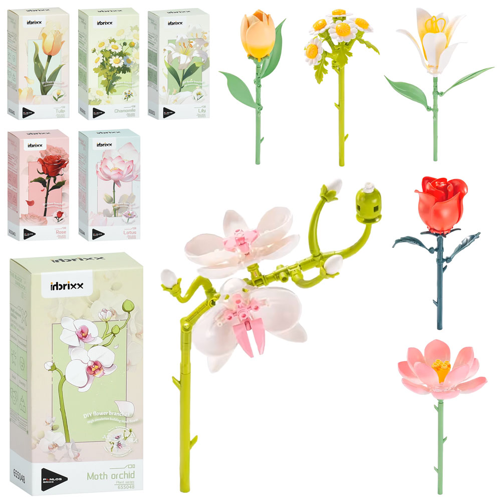Конструктор 655042-43-44-48-53-55 квітка, 6 видів, кор., 8,5-18-5,5 см.