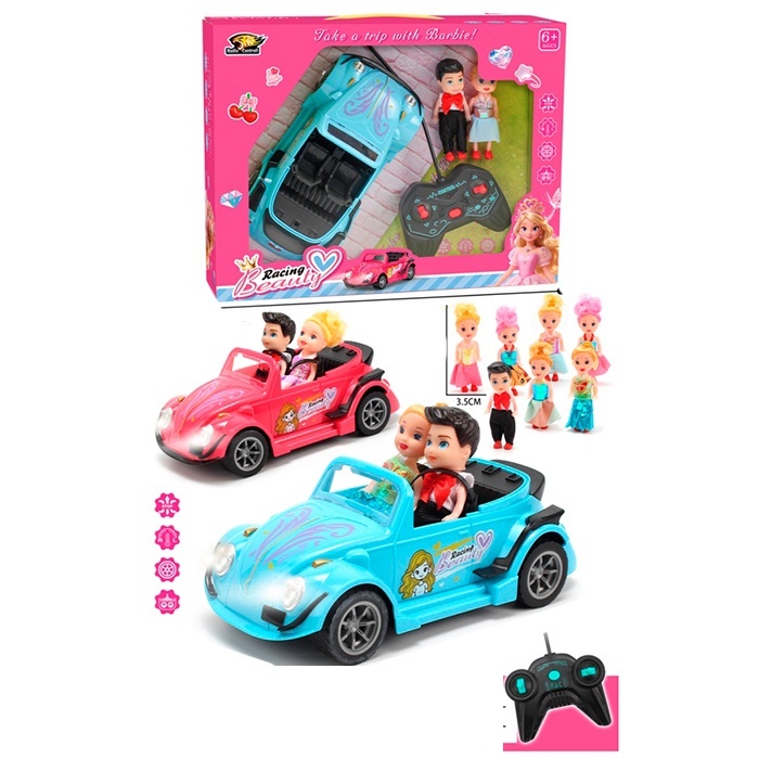 Машинка для ляльки 828-2 (24шт) р/к, 20см, світло, гумові колеса, лялька 11см 2шт, 2 види, на бат-ці, в кор-ці, 32,5-25,5-9,5см