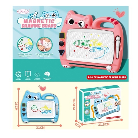 Досточка для малювання WS-2005 кіт,  кольорова, 3 штампи, 2 кольори, кор., 31,5-26-4 см.