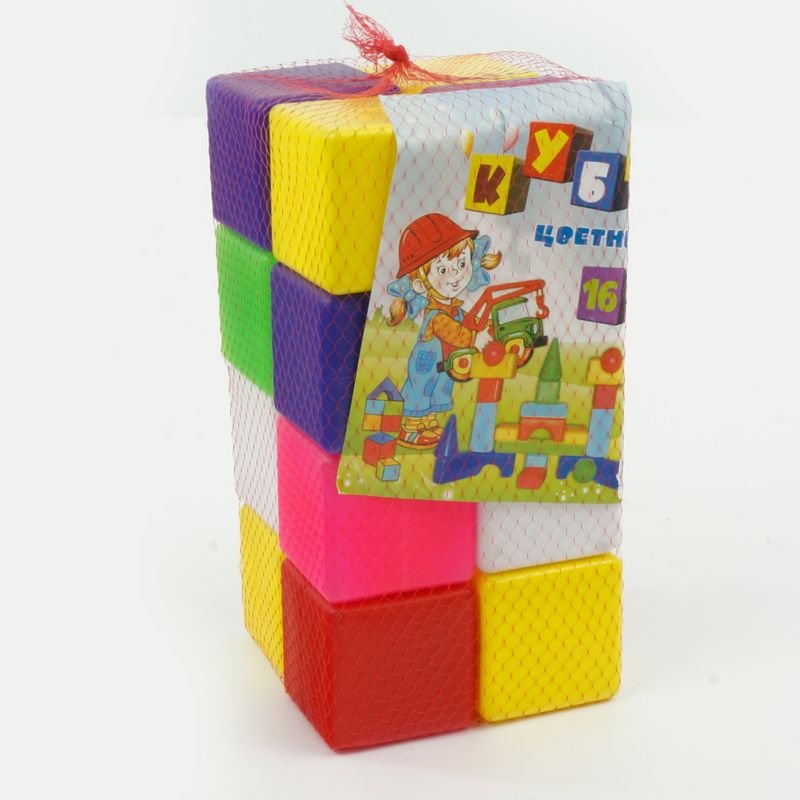 Фотография 1 товарной позиции интернет-магазина детских игрушек www.smarttoys.com.ua гр Кубик кольоровий в сітці 111/1 (6) 16 куб. 