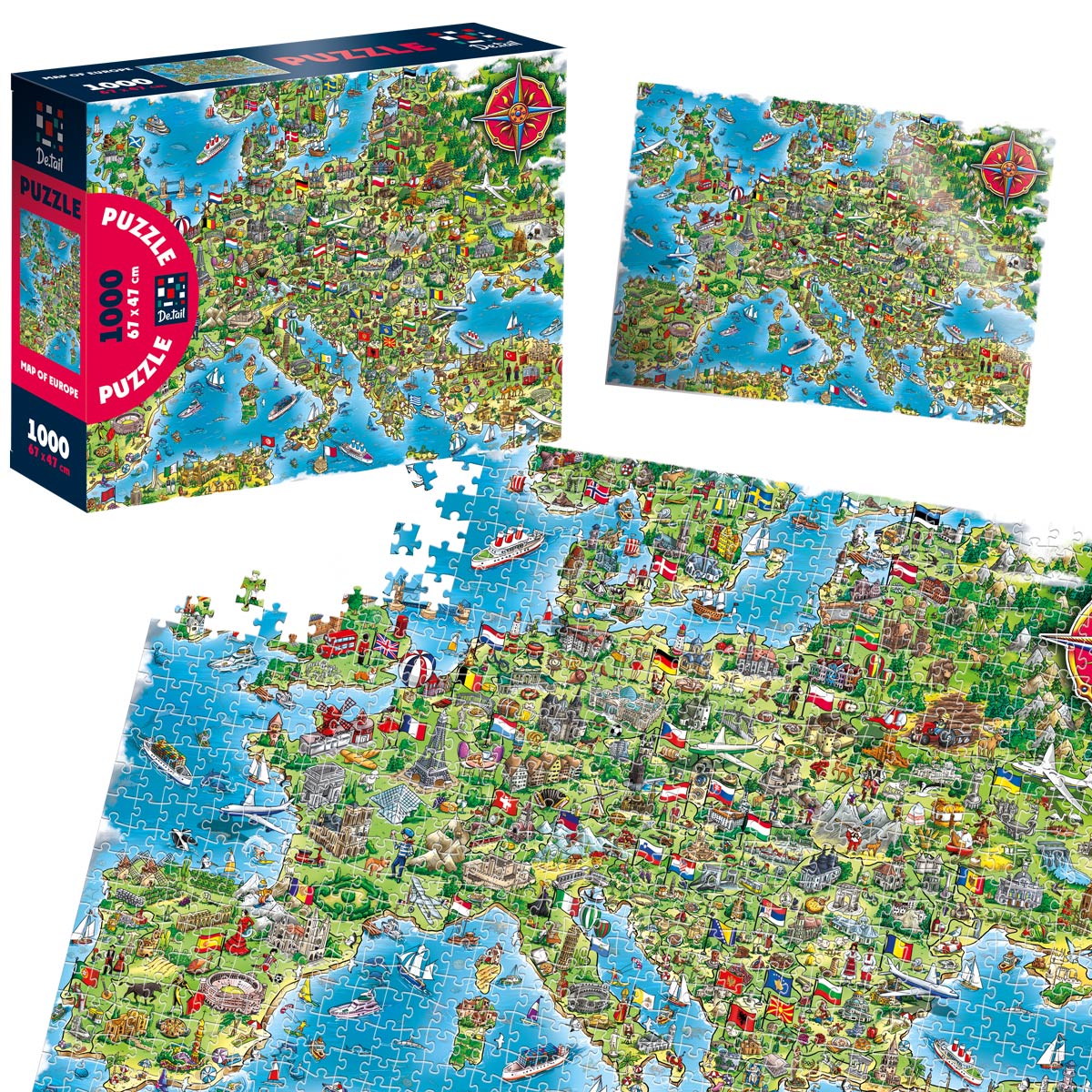Пазли De.tail. Мапа Європи. 1000 деталей DT1000-16