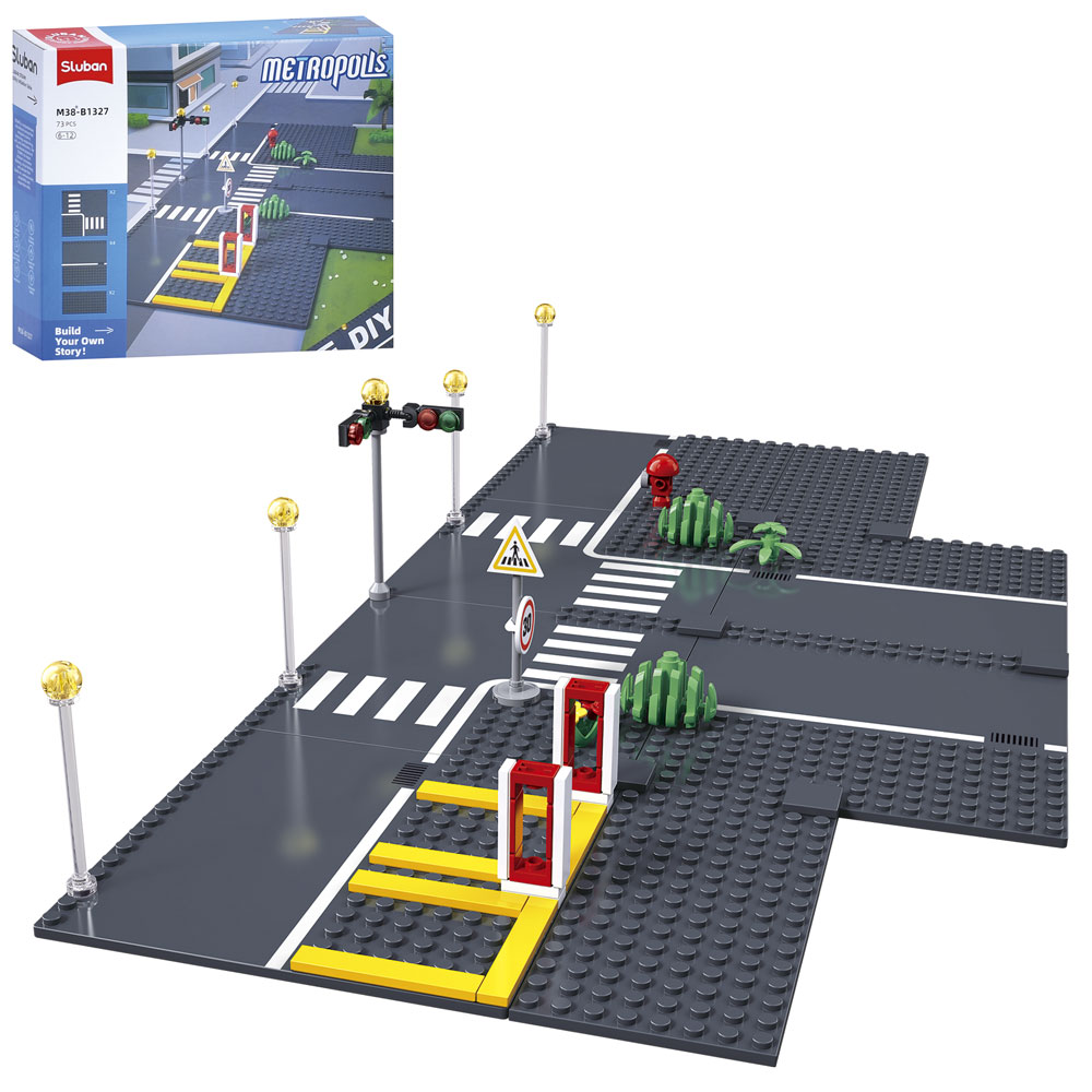 Конструктор SLUBAN M38-B1327 ігр.поле,база для конструктора,парковка,дорога,дорож.знаки,73 дет.,кор.