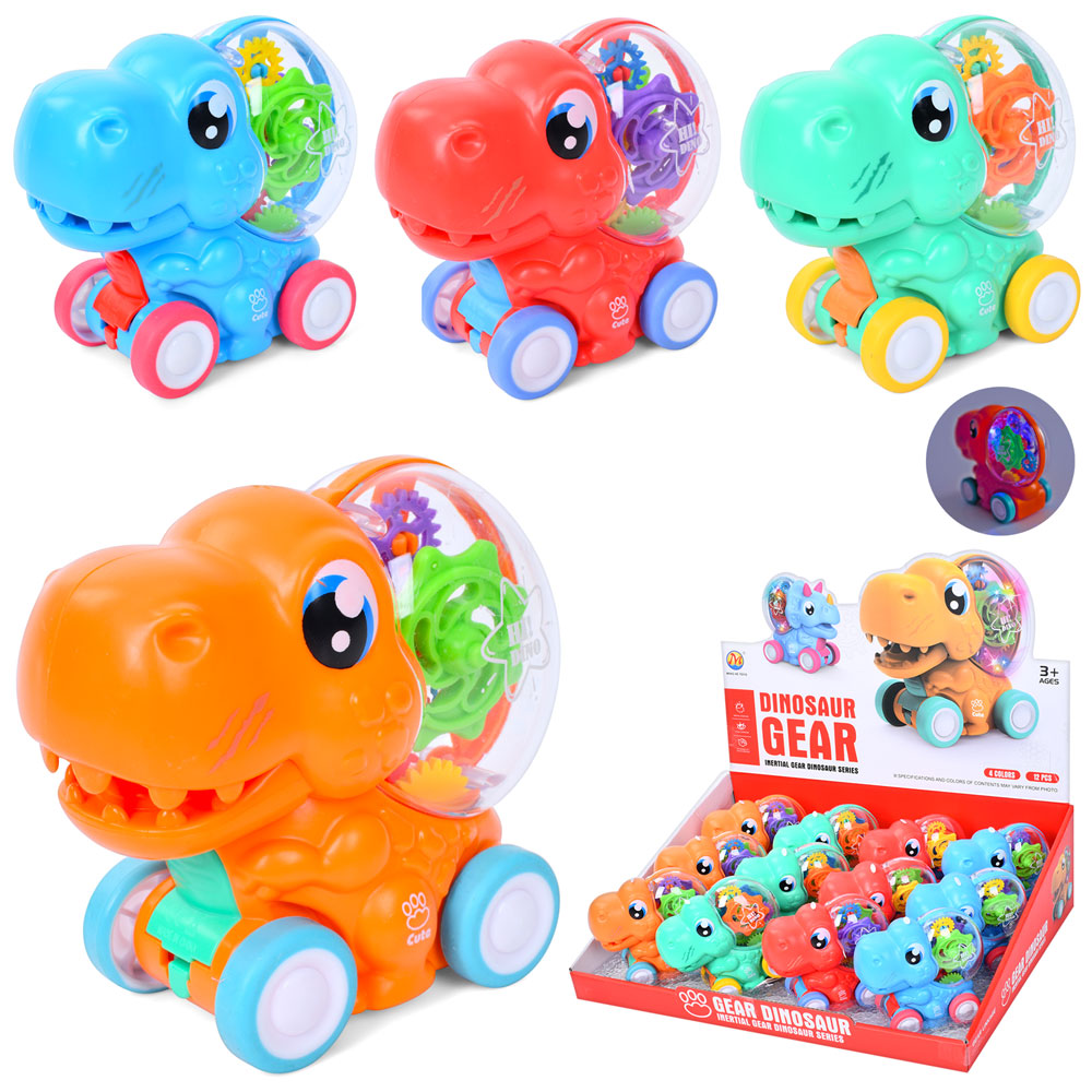 Іграшка MH168-156 динозавр,на колесах,інерц.,шестерні,4кольори,світло,бат.(табл),12шт.в диспл.,34-11