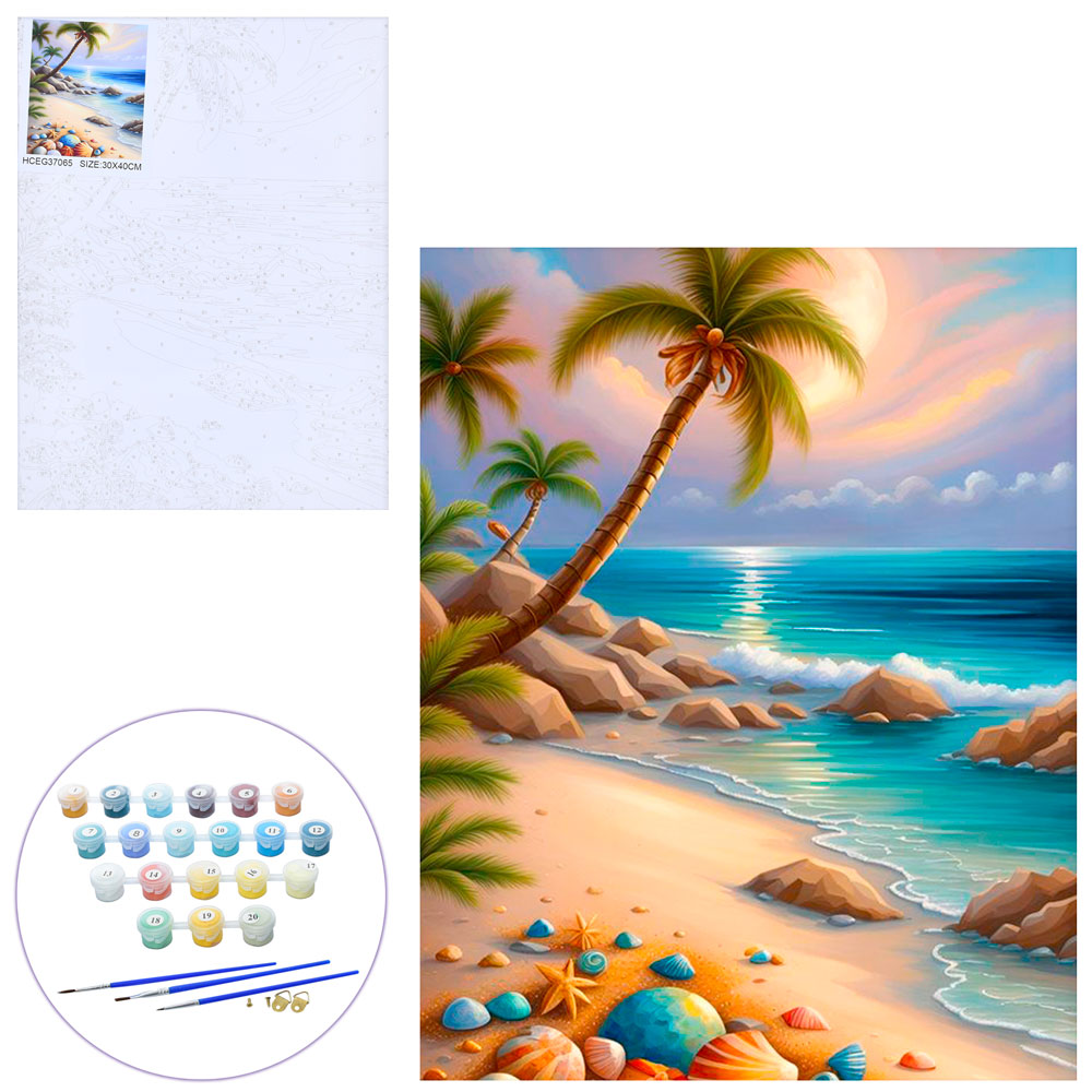 Набір для творчості МК 5330 картина за номерами, На морському узбережжі, кул., 30-40-2 см. 