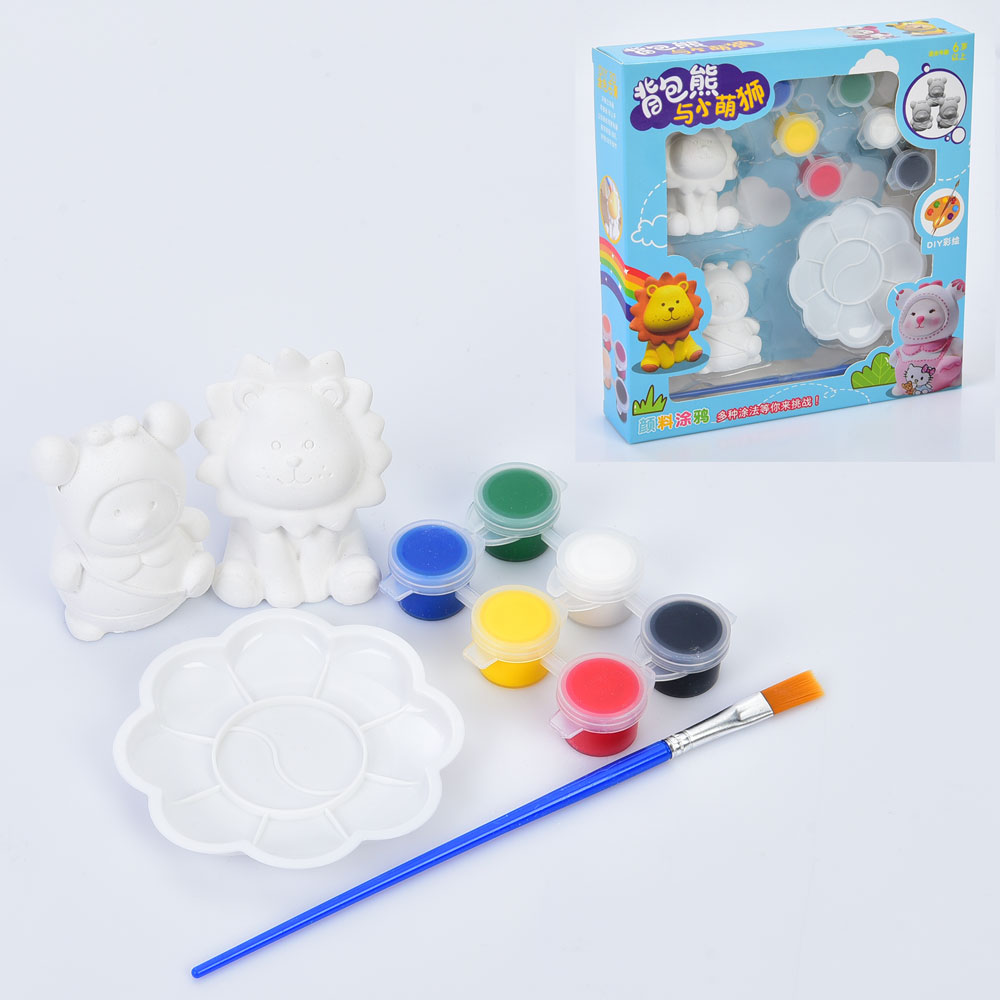 Набір для творчості MK 5495 гіпсові фігури 2 шт, фарби 6 шт., палітра, пензлик, кор., 19-20-4,5 см.