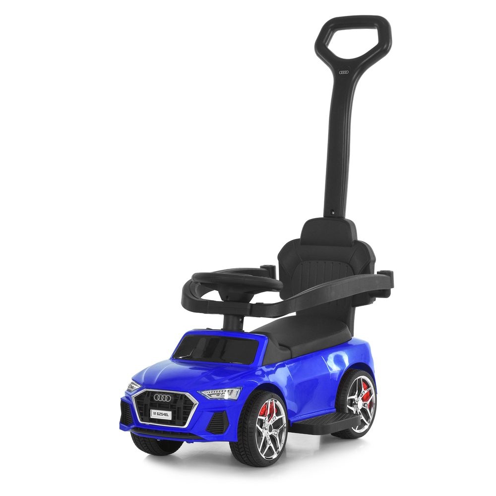 Каталка-толокар M 6254EL-4 бат.ручка, муз, світло, шкіра, підсклянник, MP3, BLUETOOTH, синій