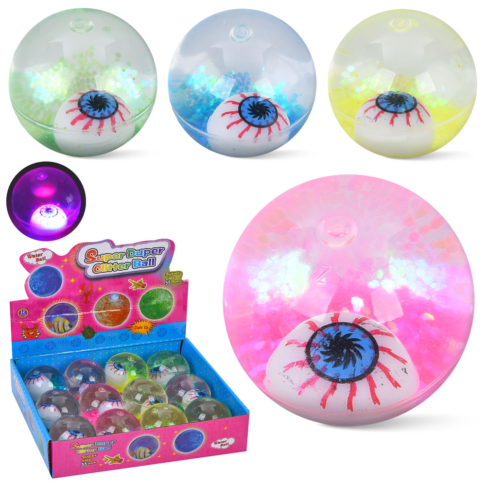 Стрибуни MS 4035-2 водяні, око, світло, 5,5см, гліттер, бат(табл), 12шт(4кольори) дисплей