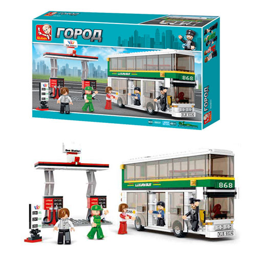 Конструктор SLUBAN M38-B0331 "Місто": двоповерховий автобус, фігурка, 403 дет.