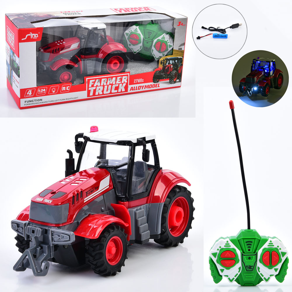 Трактор HJ8011 радіокер., акум., 1:24, гум. колеса, USB, світло, кор., 34-15-12 см.